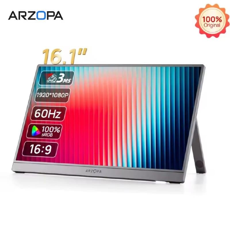 Monitor Portátil Arzopa Z1c 16,1" Ips Full Hd 1080p, 60Hz, 100% sRGB, 300cd/m2, Usb-C/Mini Hdmi, Hdr10
