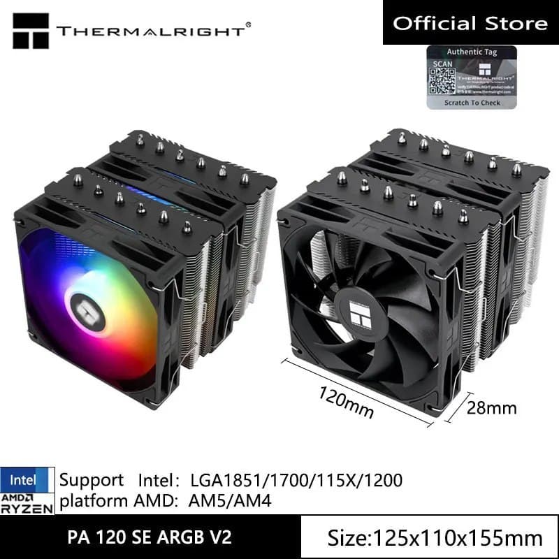 CPU Air Cooler PA120 Se Thermalright Peerless Assassin 120 black preto white branco PA 120 SE v2 ps120 preto branco pa120se aRGB