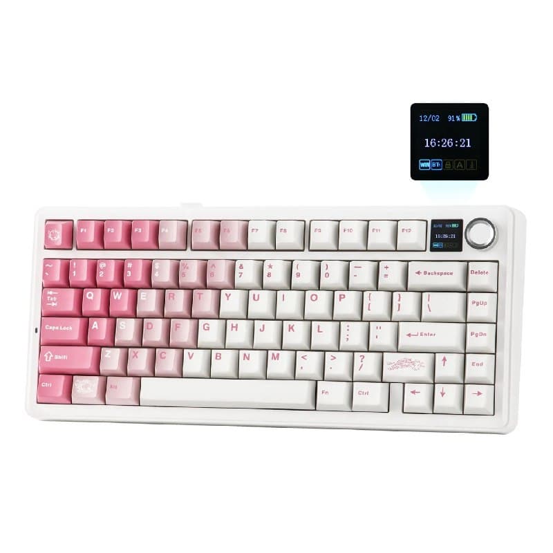 Teclado Epomaker X Aula F75 Max, Mecânico, Tela Tft, Knob de Volume