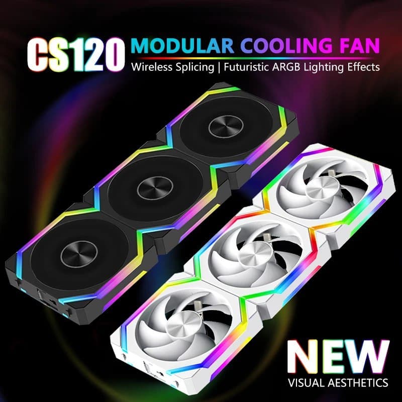 Kit 3 fans UniFan Magnética Jumpeak CS120 aRGB 5v reverse ou normal 360mm cs 120