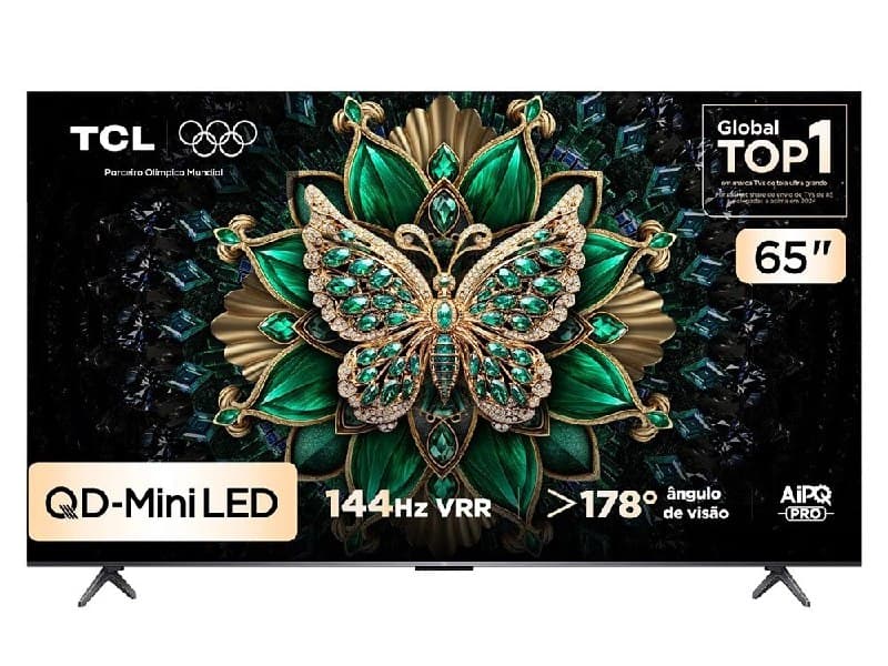 Smart TV 65" TCL 4K UHD MiniLED 65C6K 120Hz Google TV AiPQ Google Assistente 4 HDMI 2 USB 65 C6K