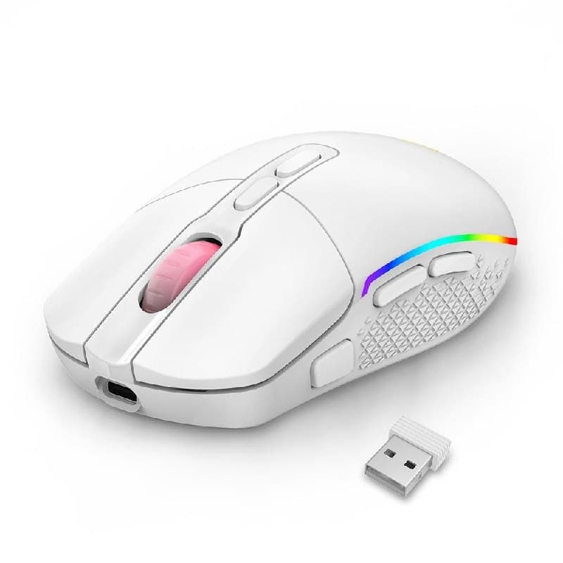 Mouse Gamer Sem Fio Redragon Invader Pro, RGB, 10000 DPI, 8 Botões, Wireless, Branco M719W-RGB-PRO