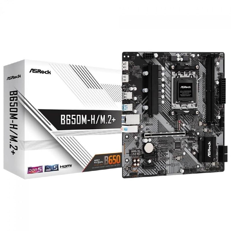 Placa Mãe ASRock B650m-H/M.2+, Chipset B650, Amd Am5, mATX, Ddr5