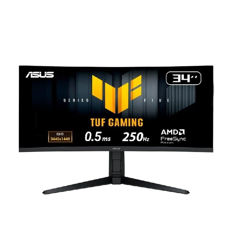 Monitor Gamer Curvo Asus Tuf 34"", Wqhd, 250Hz, 0.5ms, Fast Va, FreeSync Premium, Altura Ajustável, Som Integrado