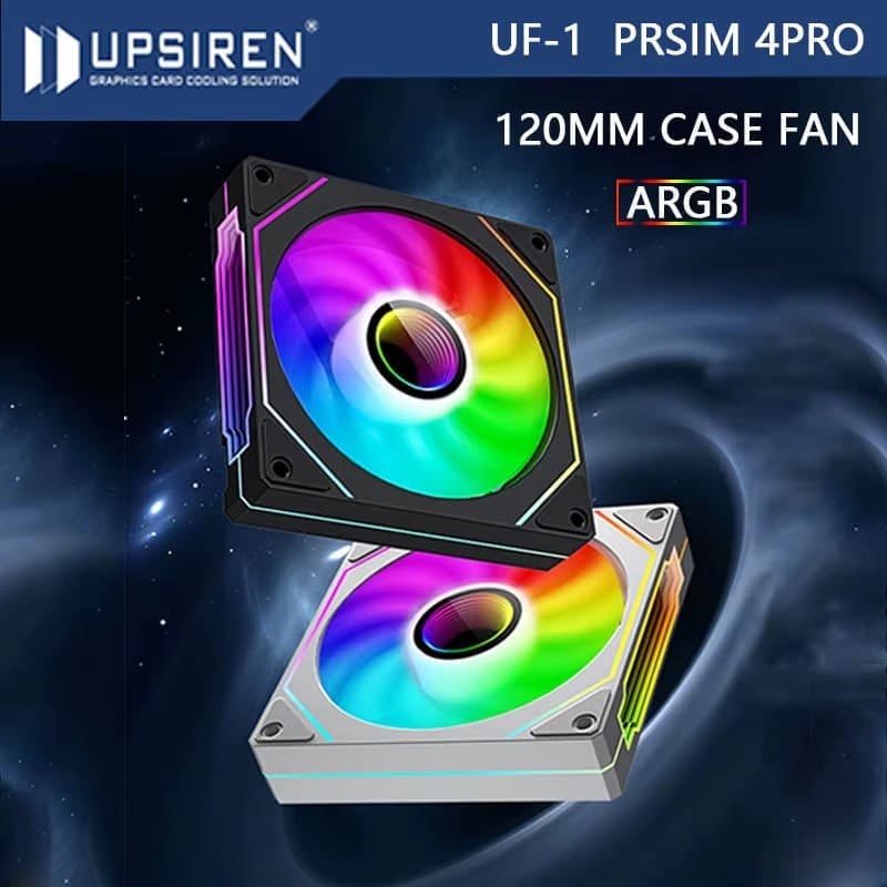 UPSIREN UF-1 PRISM 4 PRO ARGB 4 pinos PWM 12V 45,2CFM/600-1500RPM (Valor varia entre foward e reverse e cores)