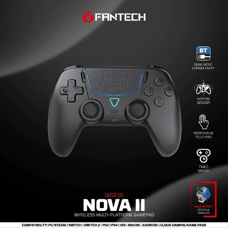 Controle Fantech Nova Ii Wgp16 com sensor giroscópio, Hall joystick e gatilho Nintendo Switch, PlayStation 4, Nintendo Switch 2, Pc, Android, iOS, Steam