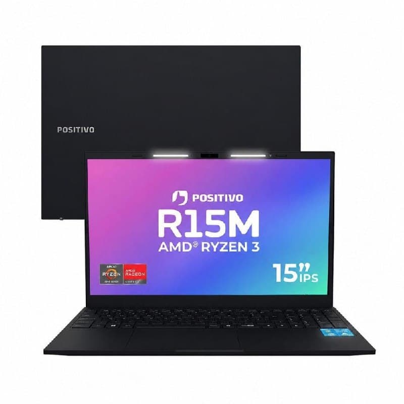 Notebook Positivo Vision R15M AMD® Ryzen 3-7330U Linux 8GB RAM 512GB SSD Wi-Fi 6 Tela 15” Full HD IPS - Minitela - Preto