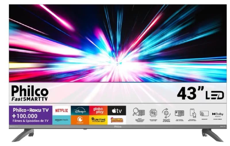 Smart Tv 43'' Philco Full Hd Roku Tv Hdr10 Dolby P43cra