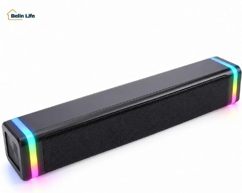 Caixa de Som RGB Aitek ACS4516 para PC 5W USB P2 Estéreo Controle no Cabo com Luzes RGB LED