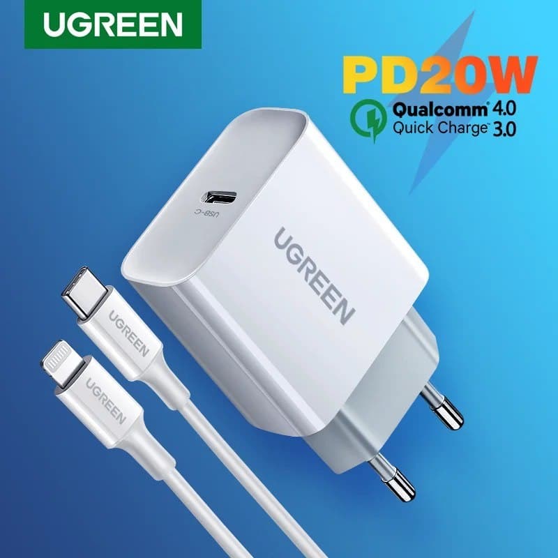 Carregador Ugreen 20W Pd para iPhone e Samsung + Cabo usb C