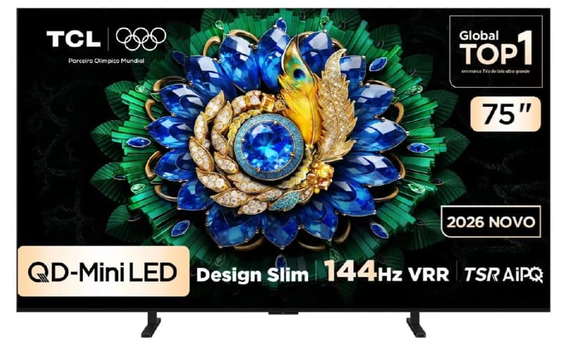 Smart TV TCL 75 Polegadas QLED Mini LED 4K A400M WiFi Bluetooth Google TV HDR10+ 144 Hz VRR 75A400M