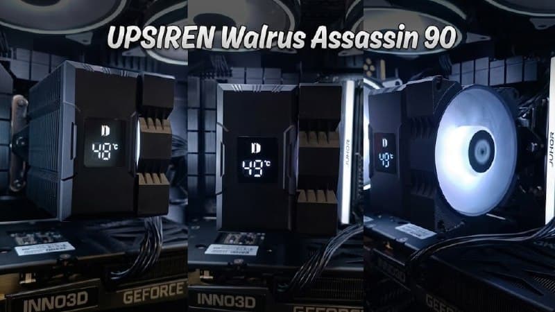 AirCooler Upsiren Walrus Assassin 90, com tela de monitoramento