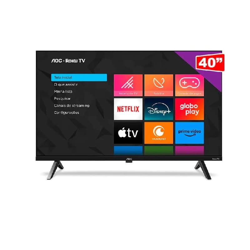 Smart TV LED AOC 40 Polegadas Full HD Roku 40S5045/78 Wi-Fi HDMI Preta🔥