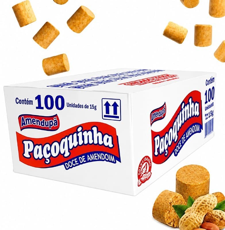 Caixa com 100 unidades Paçoca Rolha Amendupã