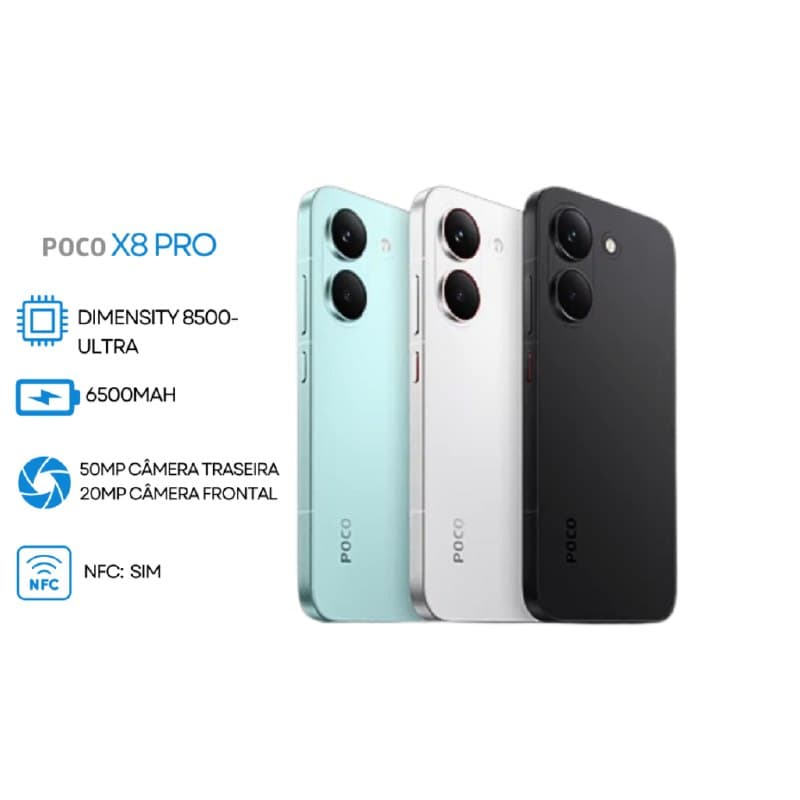 CELULAR LANÇAMENTO XIAOMI POCO X8 PRO 5G NFC 512GB / 256GB 8RAM OU 12 RAM VERSÃO GLOBAL FONTE RAPIDA COM CAPINHA LACRADO