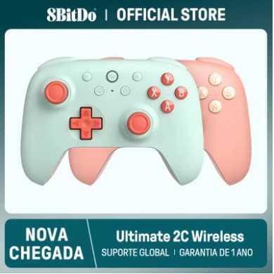 Controle 8BitDo Ultimate 2C, Analógicos Hall Effect, Sem Fio, PC, Windows 10, 11, Steam Deck, Raspberry Pi, Android