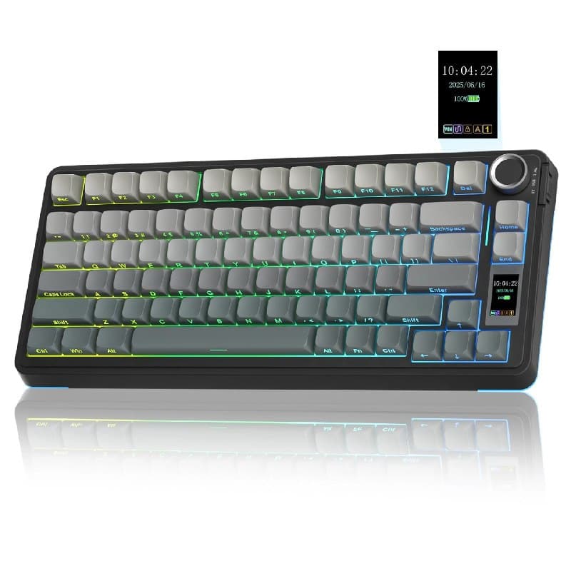 Teclado Gamer Aula S75Pro 75% com Luz Rgb e Tela Tft, Hot-Swappable