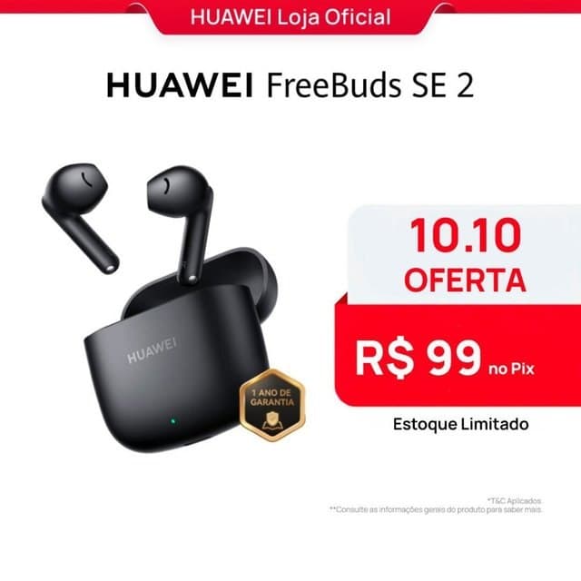Hua⁠wei Free⁠Buds Se 2 Até 40 Ho⁠ras de Bat⁠eria