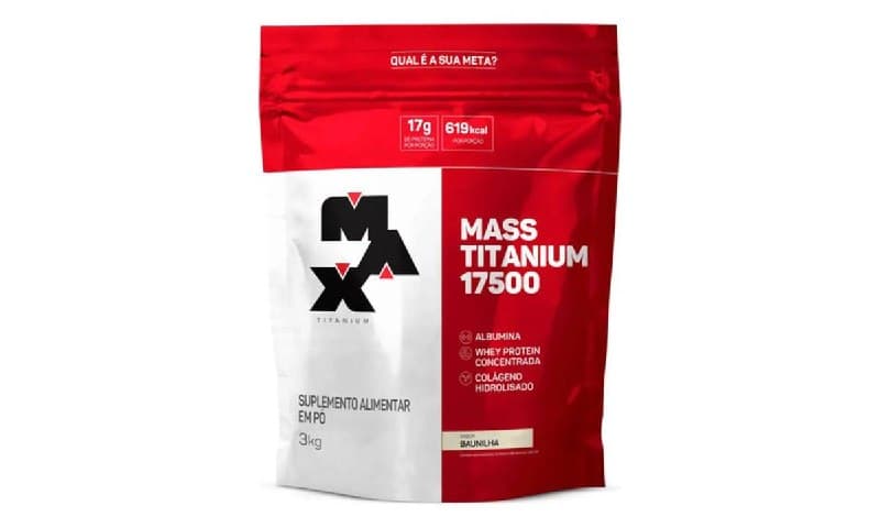 Hipercalórico Mass Titanium 17500 3kg - Max Titanium Sabor Baunilha