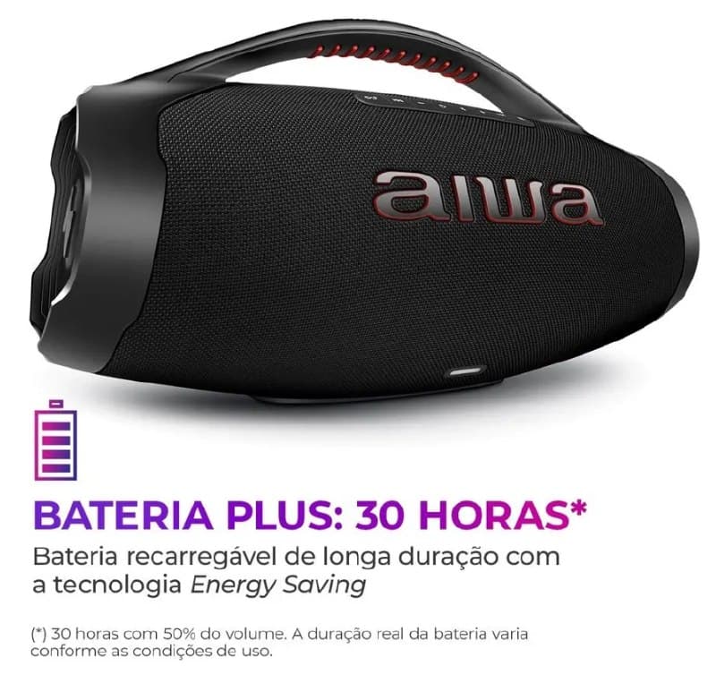 Caixa de Som AIWA Boombox Plus 200W Bivolt AWS-BBS-01-B