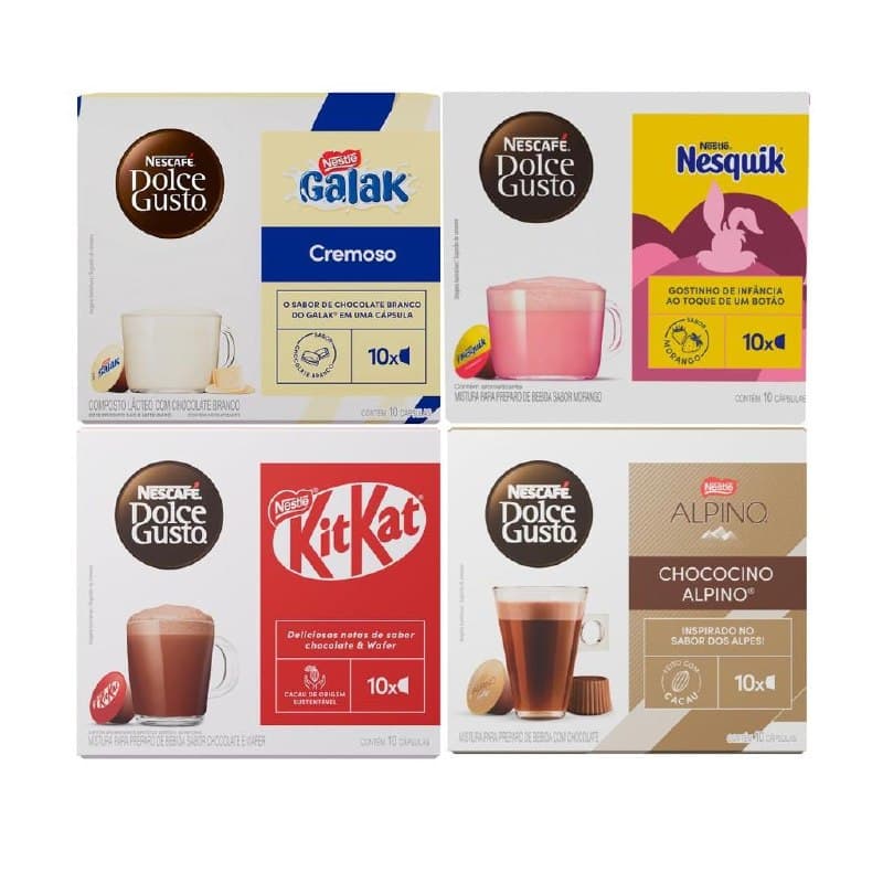 Kit Chocolates Dolce Gusto 40 cápsulas KitKat, Alpino, Galak e Nesquik