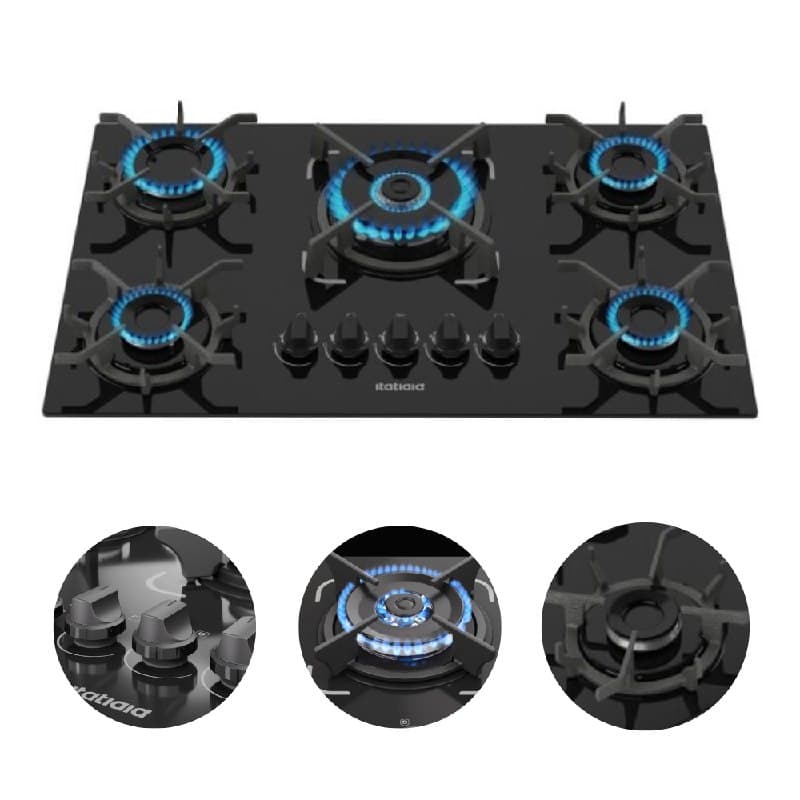 Fogão Cooktop 5 Bocas Tripla Chama Itatiaia Trempe Ferro Fundido Itacook Premium