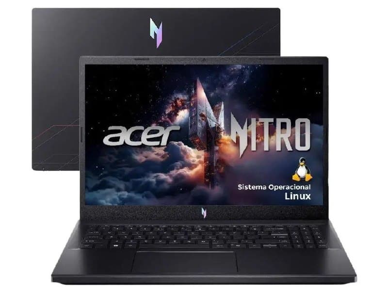 Notebook Gamer Acer Nitro V15 Intel Core i5 512GB SSD 16GB RAM 15.6” Full HD 165Hz IPS NVIDIA RTX 4050 6GB Linux ANV15-52-52XM