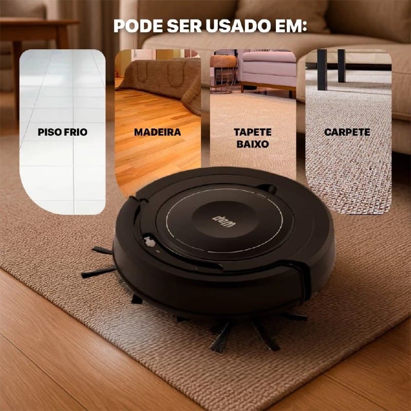 Aspirador de Pó Robô WAP Robot W100 3 em 1 Antiqueda Bivolt 17W