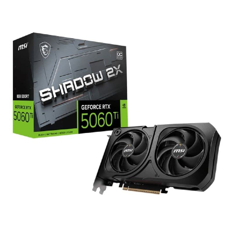 Placa de Video GeForce NVIDIA MSI RTX 5060 Ti 8GB Shadow 2x Oc Plus 8GB Gddr7 128 Bits - 912-V536-023