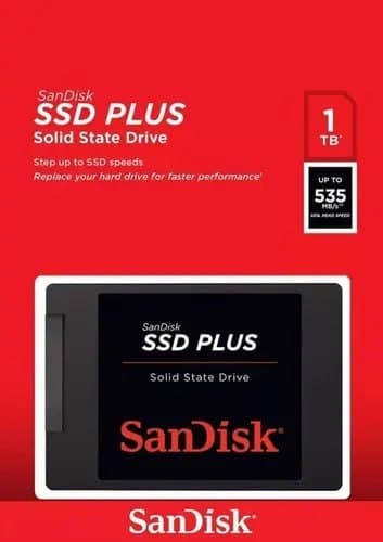 Disco Sólido Interno Sandisk Ssd Plus Sdssda-1t00-g26 1tb Cor Preto