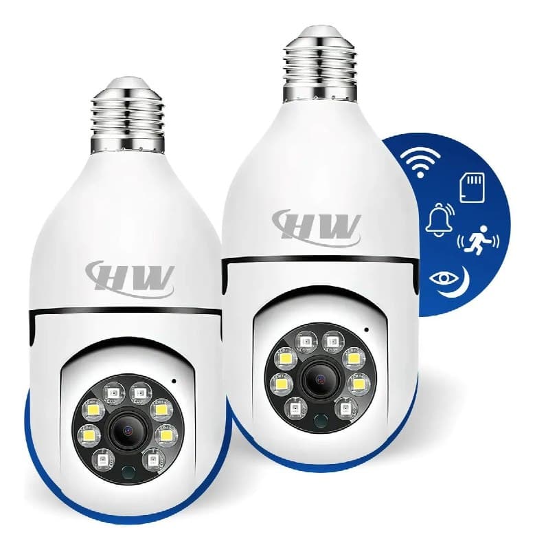 Kit C/ 2 Câmeras Lâmpada Ip Wi-fi 360° | Visão Colorida | Áudio | Sensor De Movimento