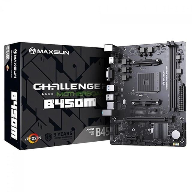 Placa Mãe Maxsun B450m Ms-Challenger, Chipset B450, Amd Am4, mATX, Ddr4, Preta