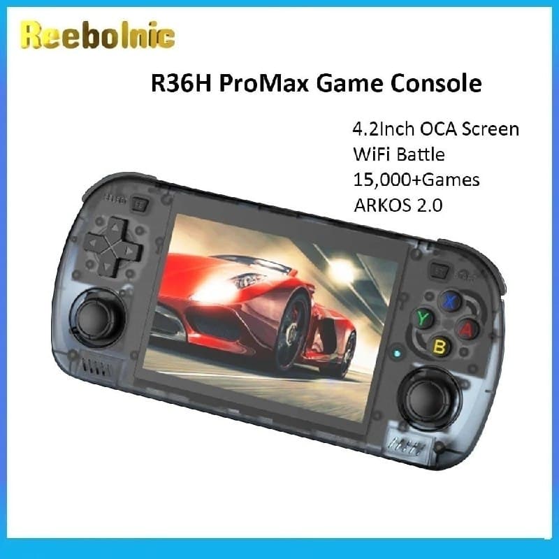 Console Portátil Reebolnic R36H ProMax, 4.2 Polegadas, RK3326, Arkos2.0, 64GB