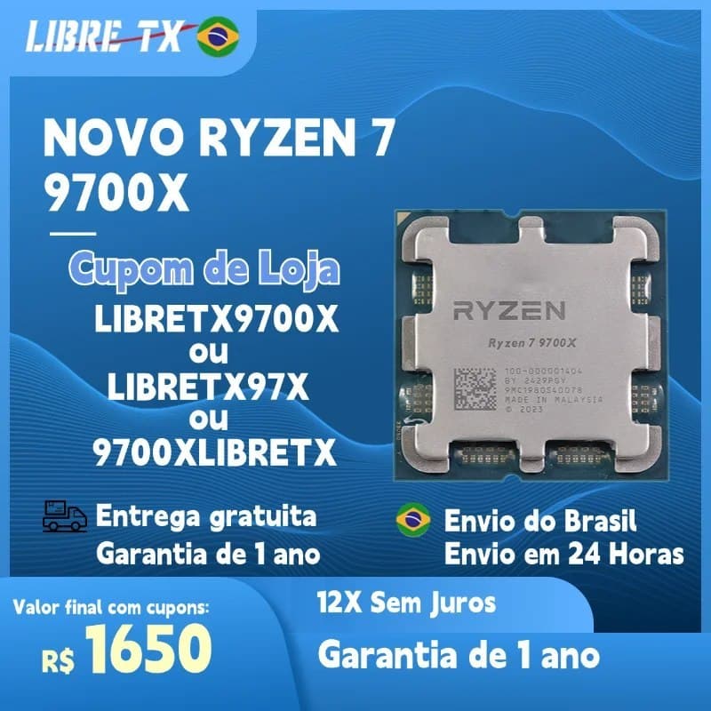 Ryzen 7 9700x 8/16 AMD RYZEN AM5 DDR5 processador r7 CPU
