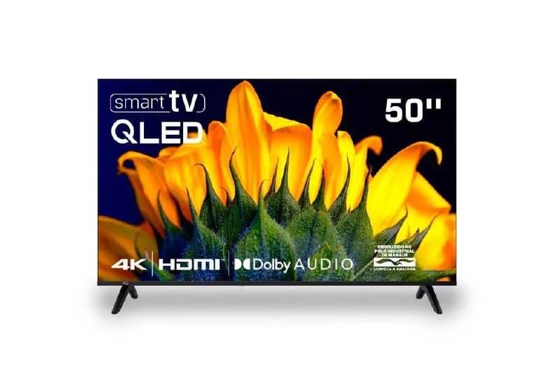 Smart TV HQ QLED 50 Polegadas HQ-QLED50SM 4K Wi-Fi Bluetooth, Dolby Audio, Apps, Netflix, YouTube e Prime Video, 3 HDMI