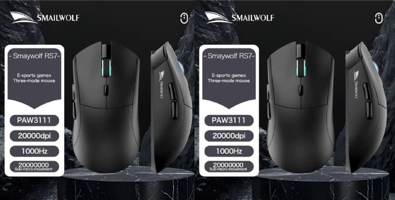 2x Mouse Gamer Sem Fio SMAILWOLF RS7, Sensor PAW3311