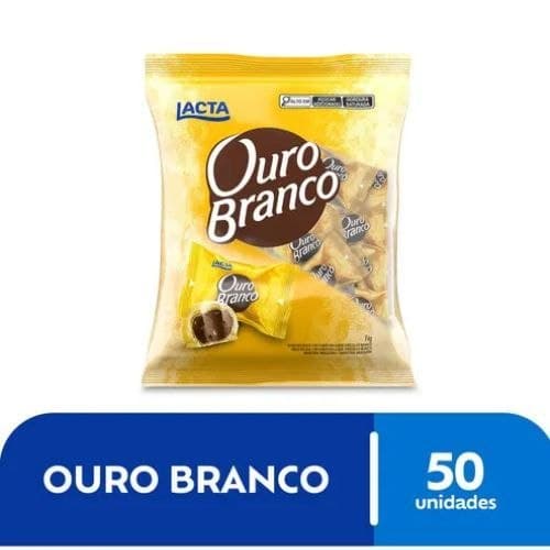 1Kg Lacta Bombom Ouro Branco com Cobertura Crocante de Chocolate Branco
