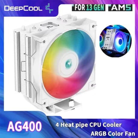 Air Cooler AG400 G2 v2 aRGB 70CFM DeepCool AG 400 Black white branco preto
