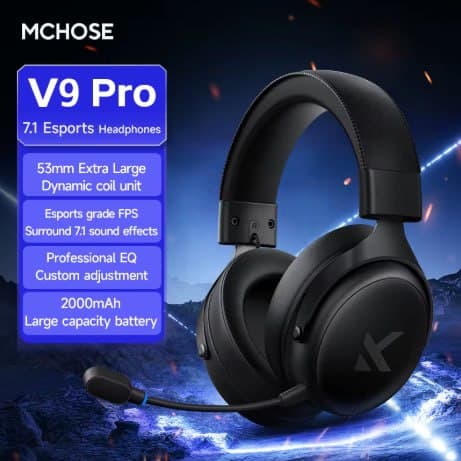 Mchose V9 PRO v1 e v2 Headset Sem Fio, Drivers 53mm, 2000mAh