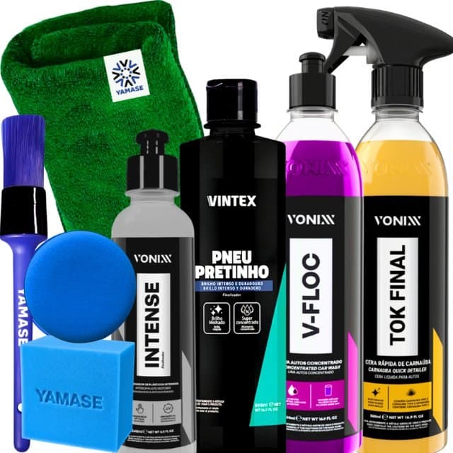 Kit Vonixx V-Floc Tok Final Intense 240ml Pneu Pretinho Pano Pincel E Aplicador