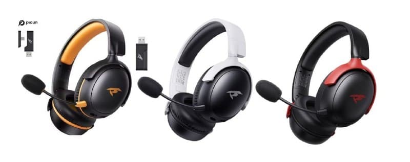 Headset Sem Fio 2.4GHz Picun-G3 Baixa Latência, Áudio Espacial 3D, ENC Mic