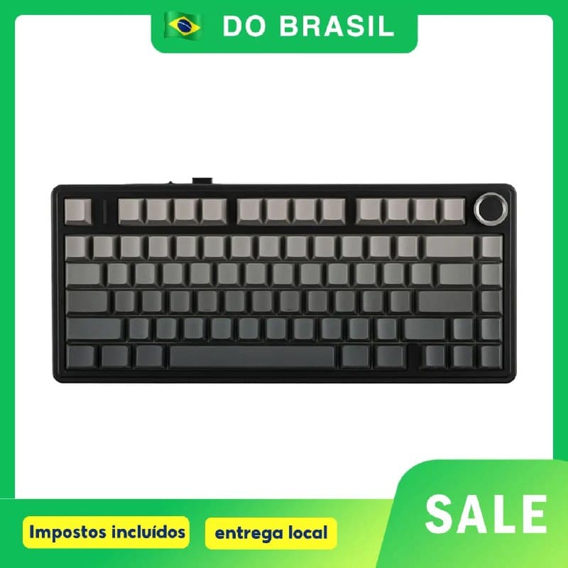 Teclado Sem Fio Mecânico Aula F75 Rgb, Hot Swap, Keycaps Pbt, Com Knob de Volume