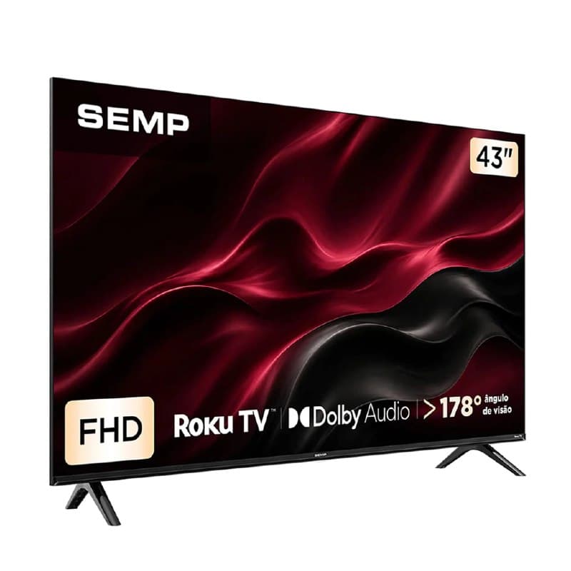 Smart TV Semp 43” 43S42R Full HD Roku TV Dolby Audio Wi-Fi