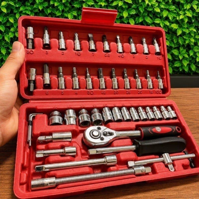 Kit com 46 Chave Catraca Jogo De Soquetes Allen Com Maleta