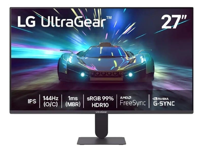 LG UltraGear Monitor Gamer 27" IPS 144Hz (O/C) 1ms (MBR) Full Hd (1920x1080) HDR10 NVIDIA G-SYNC AMD FreeSync, Preto 27g411a