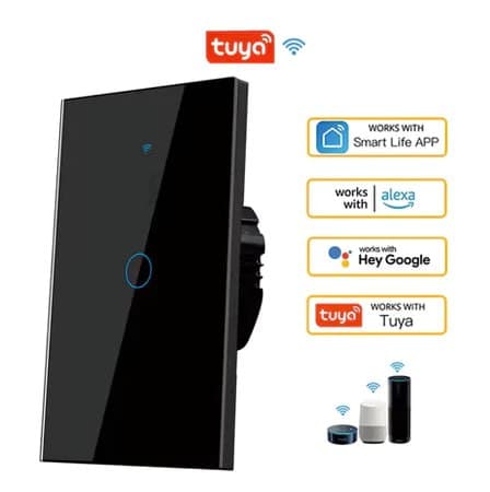 Interruptor Inteligente Wi-fi Nova tuya Touch Switch 1/2/3/4 Botões branco/preto