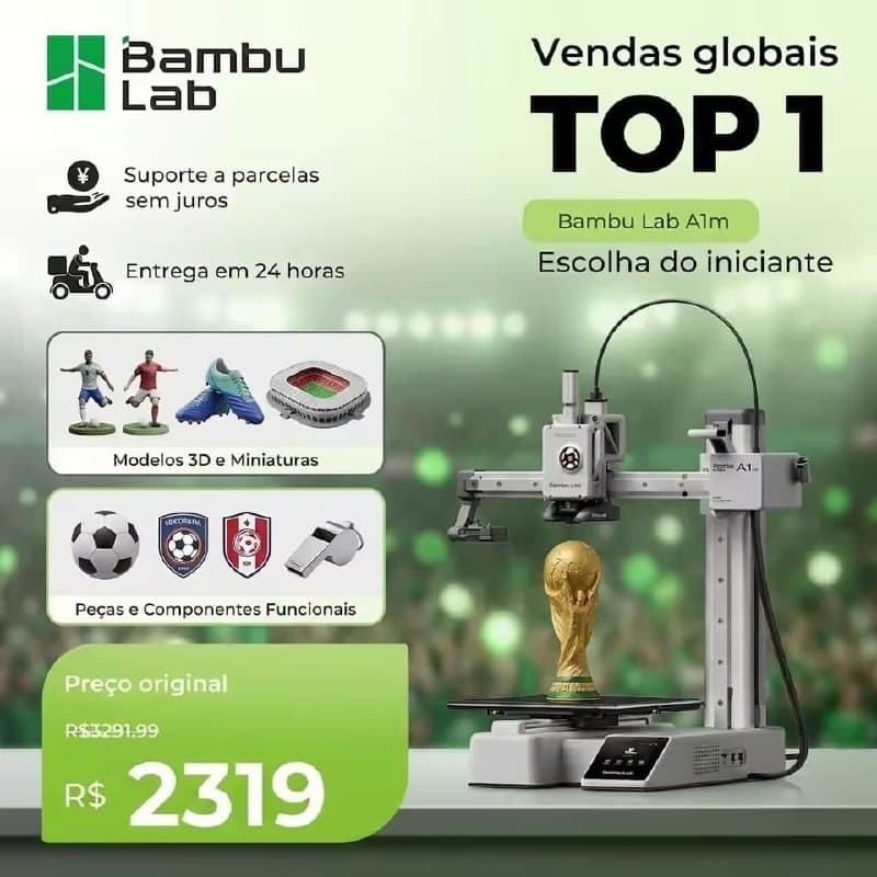 Impressora 3D Bambu Lab A1 Mini - Alta Velocidade 500 mm/s com Nivelamento Automático, Plug & Play, Compacta para Uso Doméstico (Sem AMS)