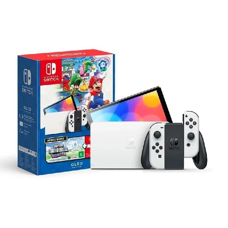 Console Nintendo Switch Oled Nintendo Bundle Super Mario Bros Wonder - 3 Meses Nintendo Switch Online 64gb Branco