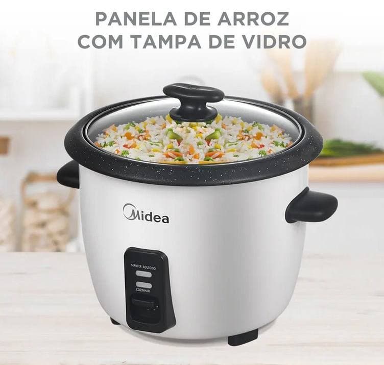 Panela De Arroz Elétrica Midea 7 Xícaras Cozimento Á Vapor Com Tampa De Vidro 127v