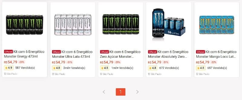 Kit com 6 Energético Monster 473ml